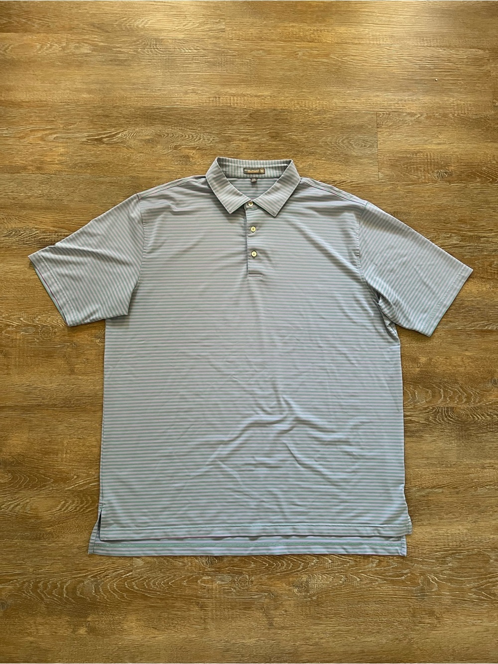 Peter Millar Summer Comfort Polo Shirt |Purple Green Stripe Golf | Mens XXL